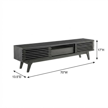 Gray wood TV stand with sleek design and spacious storage