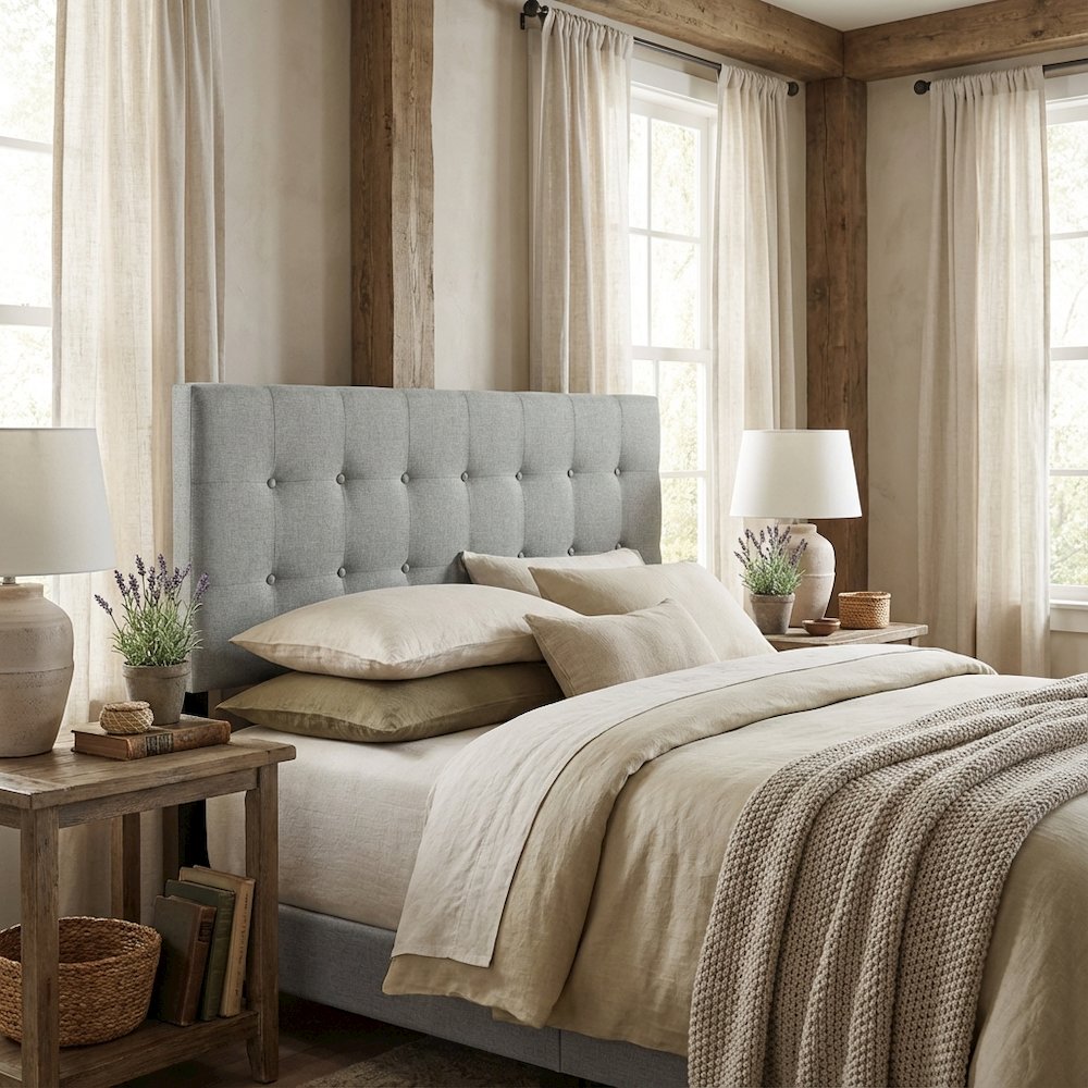 Upholstered Fabric King Headboard with Elegant Design and Sturdy Frame