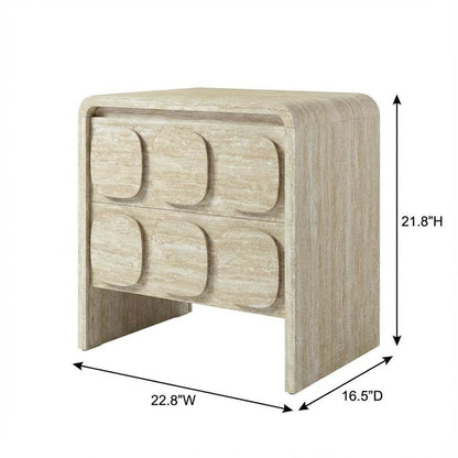 Gray Wood Nightstand with 2 Drawers and Modern Design