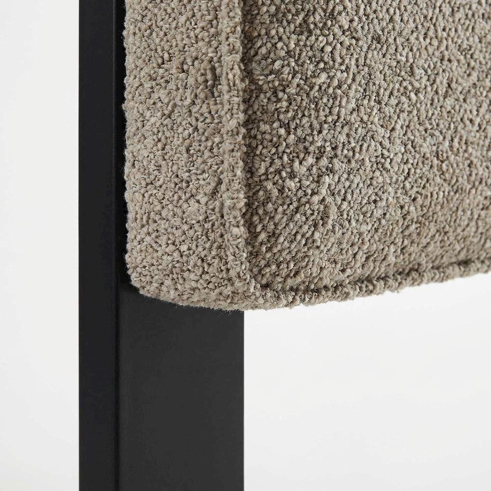 Boucle Fabric Queen Headboard in Soft Neutral with Padded Upholstery
