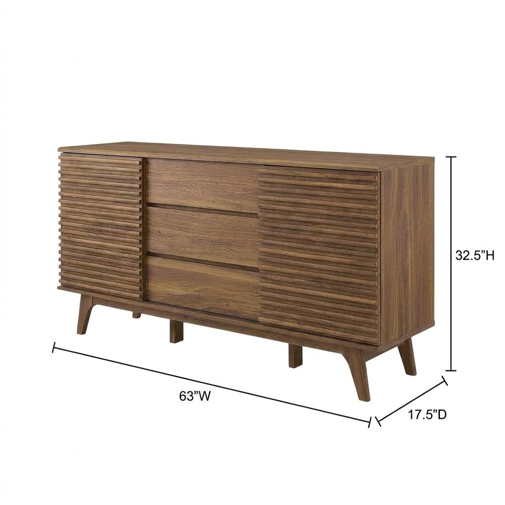 Wooden Sideboard Buffet Cabinet with Storage for Dining Room, Walnut