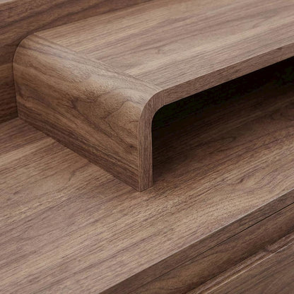 Brown wood TV stand with spacious surface and sturdy design