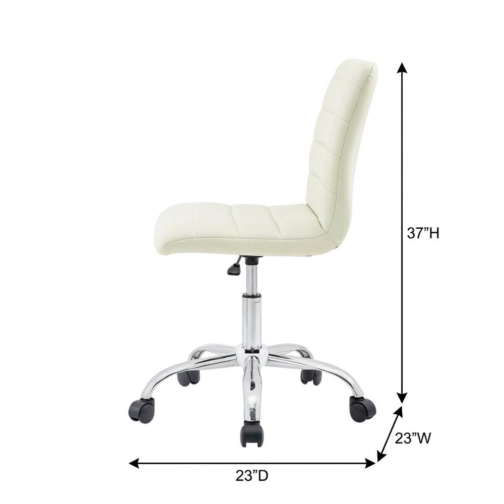 Vinyl Mid Back Office Chair with Armless Design and Comfortable Cushioned Seat