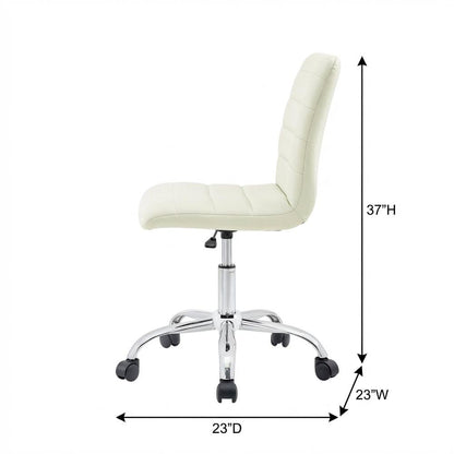 Vinyl Mid Back Office Chair with Armless Design and Comfortable Cushioned Seat