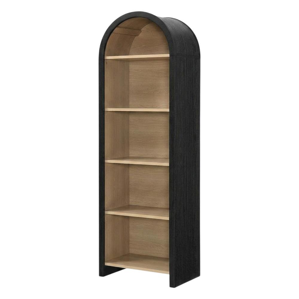 Arched Narrow Bookcase,Display Cabinet with Open Shelves Storage Cabinet, Black