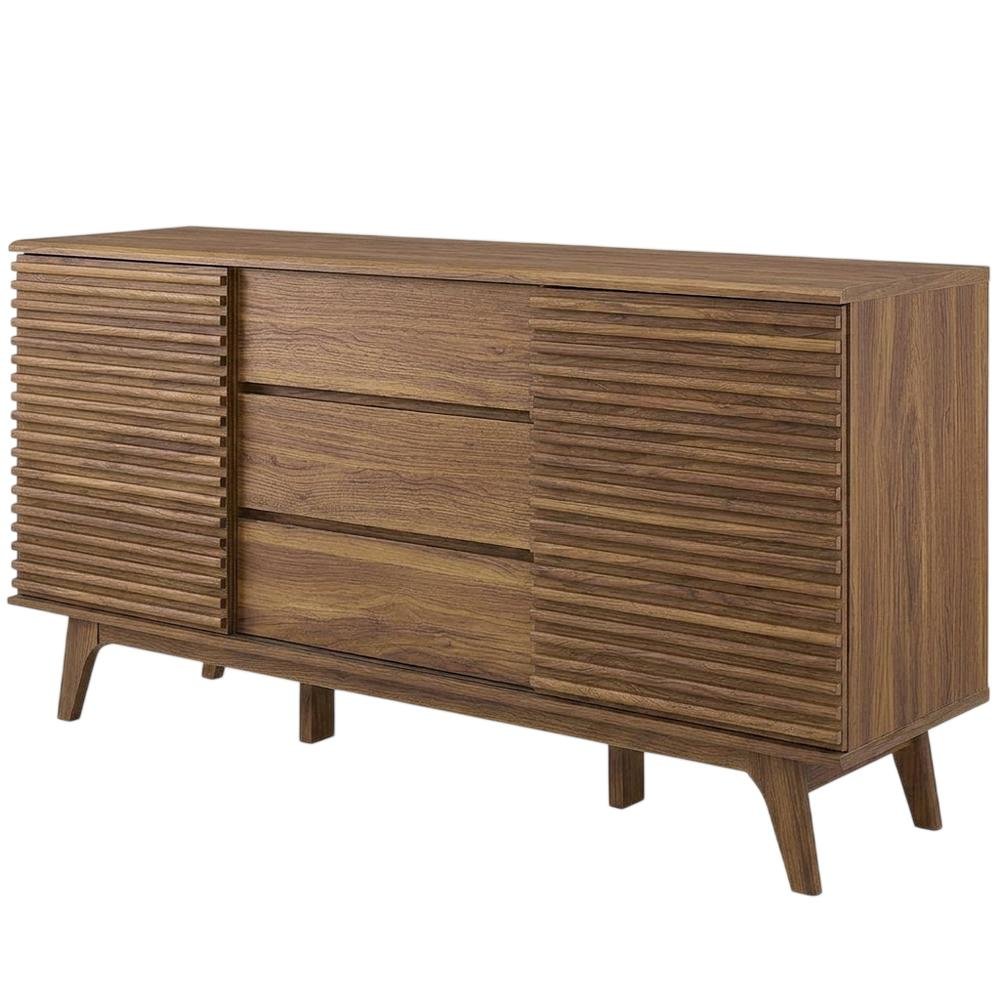 Wooden Sideboard Buffet Cabinet with Storage for Dining Room, Walnut