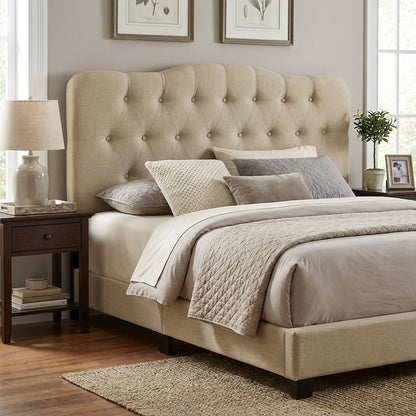 Upholstered Queen Fabric Headboard with Soft Padding and Durable Frame