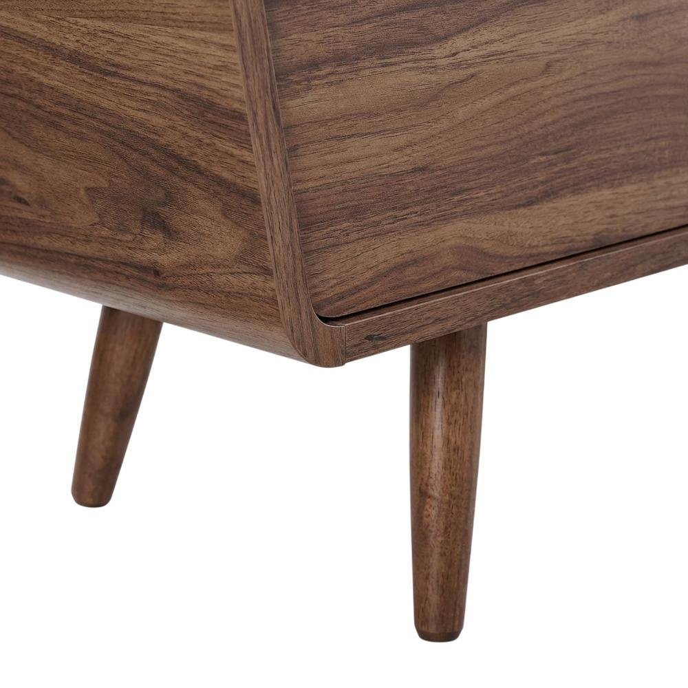 Brown wood TV stand with spacious surface and sturdy design