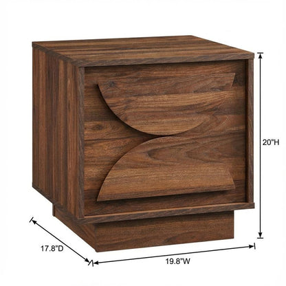 Brown Wood Nightstand with 2 Drawers, Modern Design for Bedroom Storage