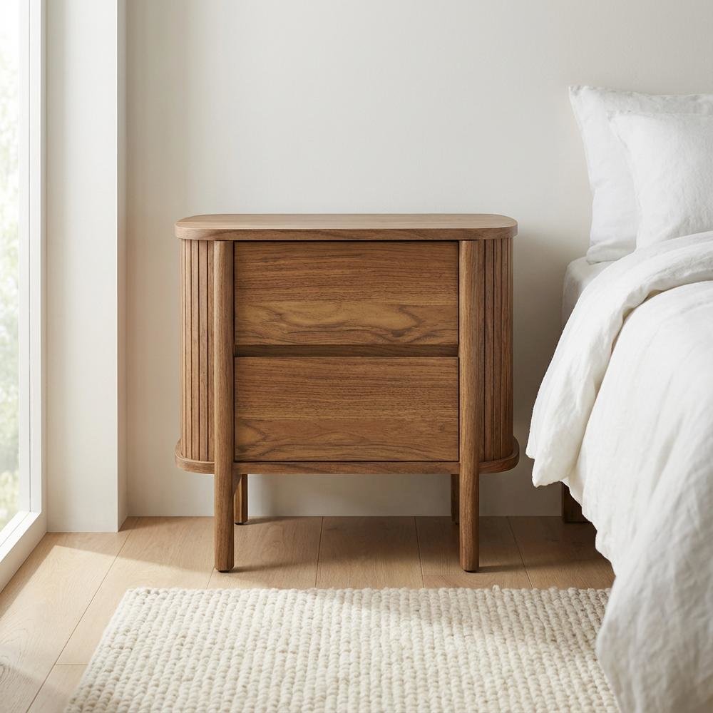 Nightstand with 2 Drawers and Modern Design for Bedroom Storage