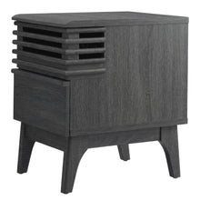 Nightstand in Gray Finish, Minimalist Design, Sturdy Base,, Versatile Storage