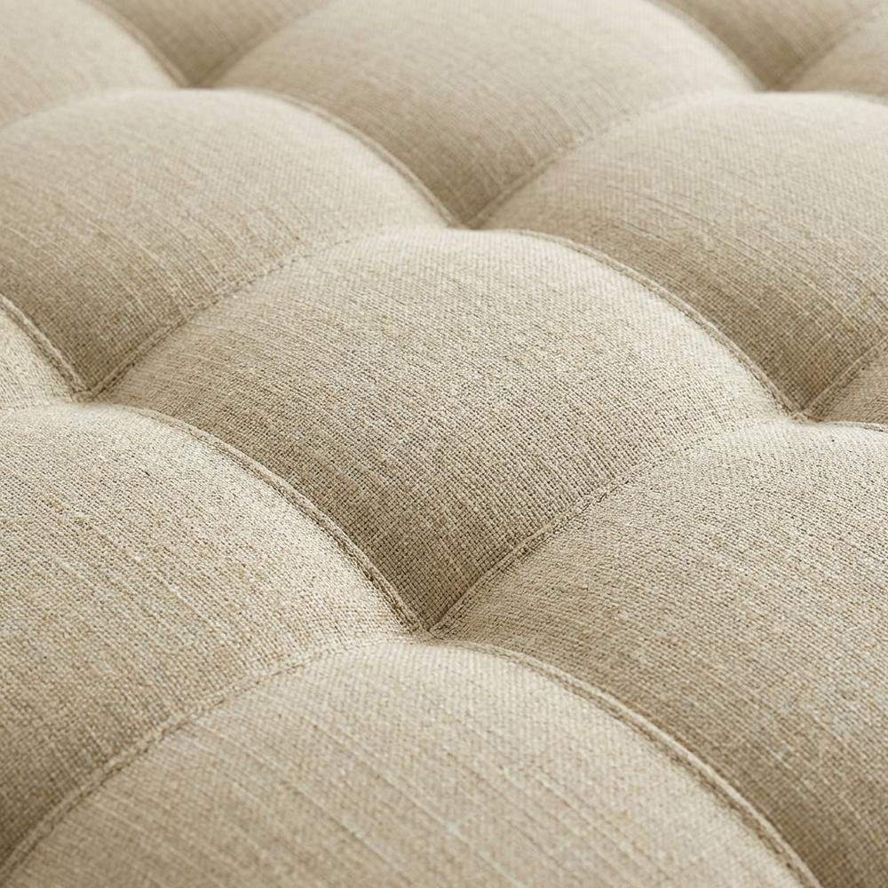 Upholstered Fabric King Headboard in Neutral Tone with Classic Design