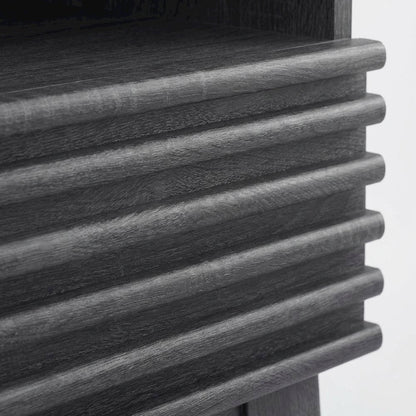 Nightstand in Gray Tone with Contemporary Design, Sturdy Base, Sleek Finish