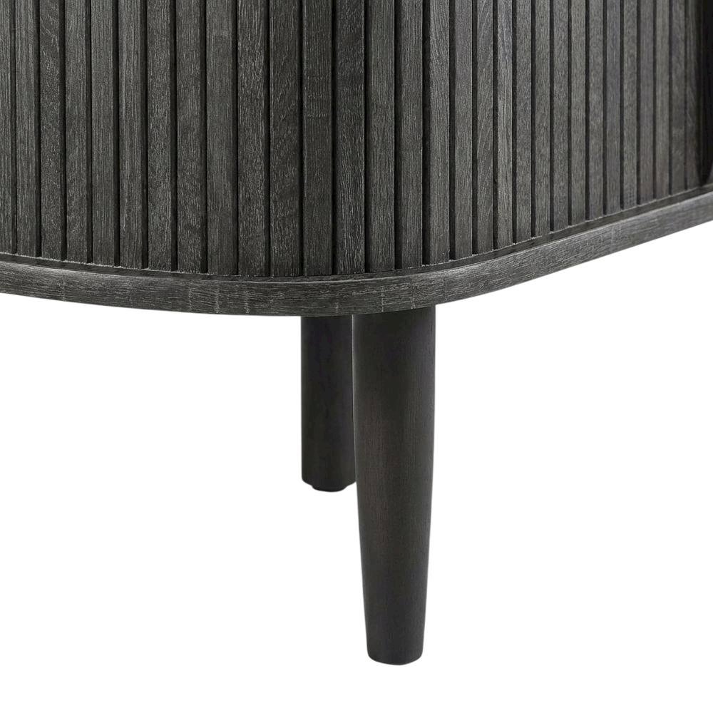 Gray wood TV stand with sleek design and sturdy construction
