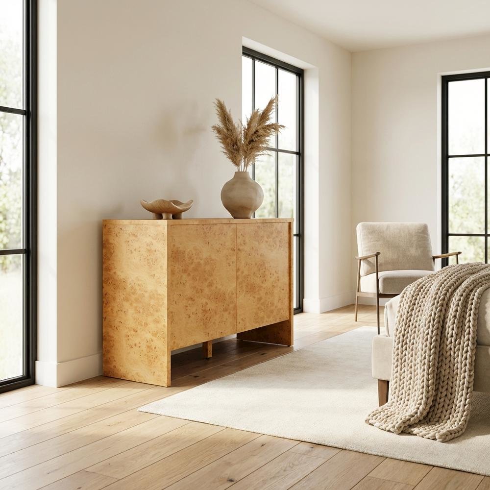 Wooden Brown Sideboard with Engineered Material and Sleek Design