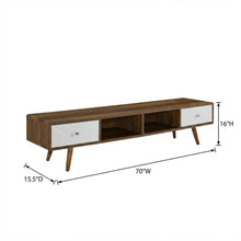 Wood TV Stand with Brown Finish and Spacious Surface