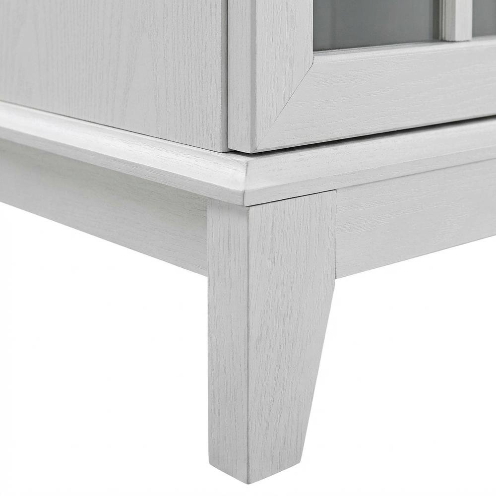 White wood TV stand with 47-inch top and sleek design for modern living spaces