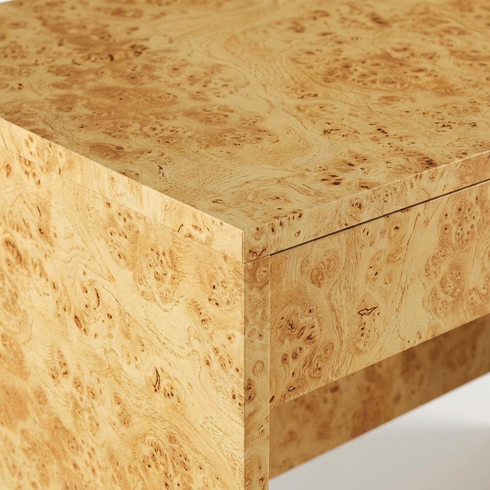 Burl Wood Desk with Two Drawers and Spacious Surface for Home Office