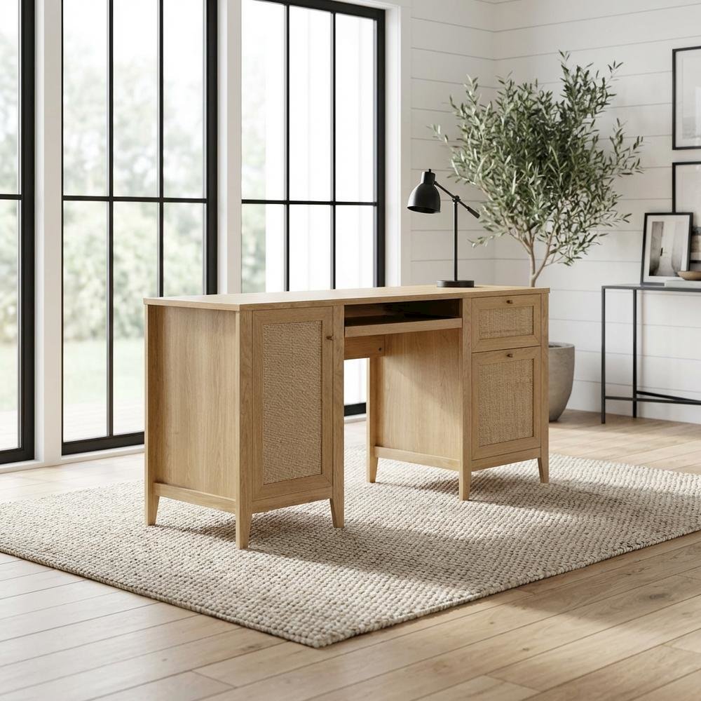 Black Office Desk with Spacious Work Surface and Modern Design