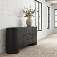 Rounded Sideboard Storage Cabinet In Classic Finish With Spacious Shelving