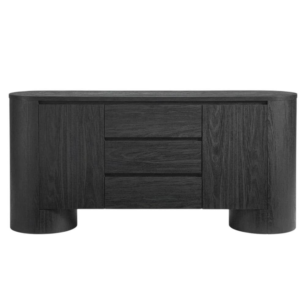 Rounded Sideboard Storage Cabinet In Classic Finish With Spacious Shelving
