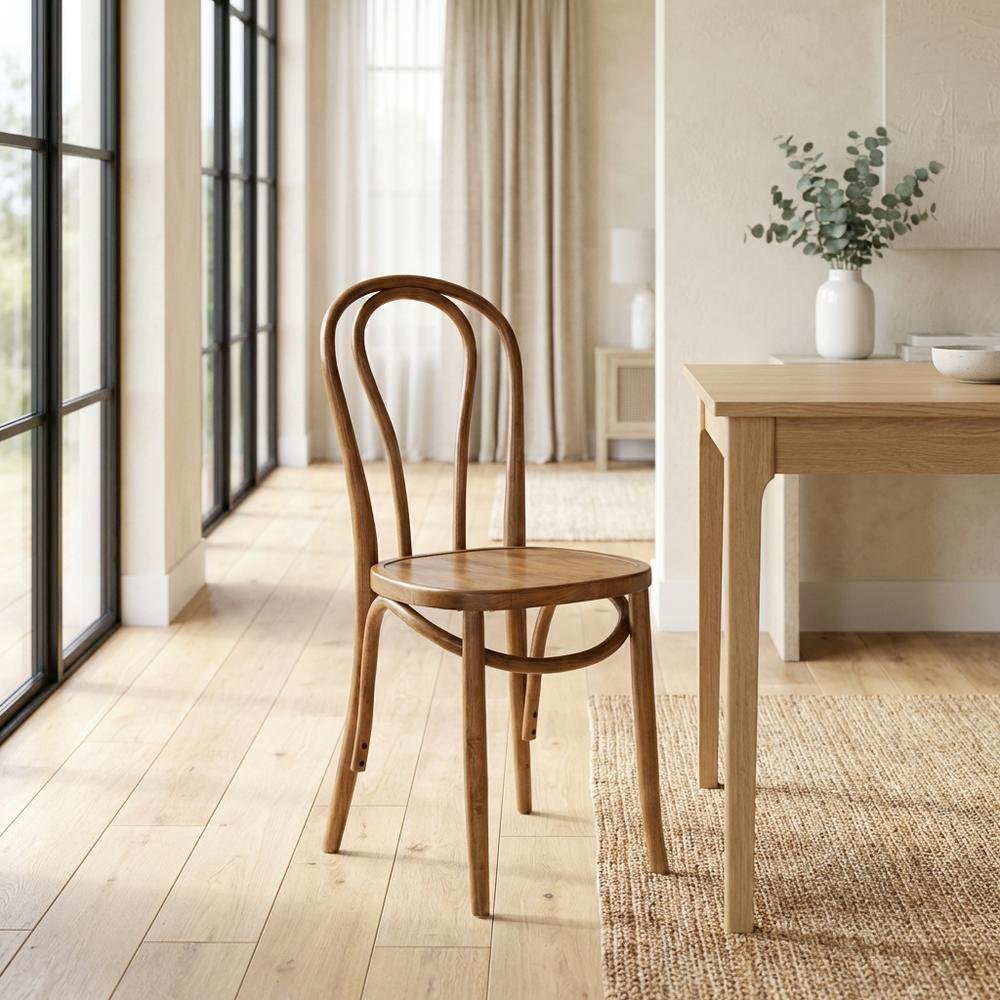 Wood Dining Side Chair with Padded Backrest and Compact Design