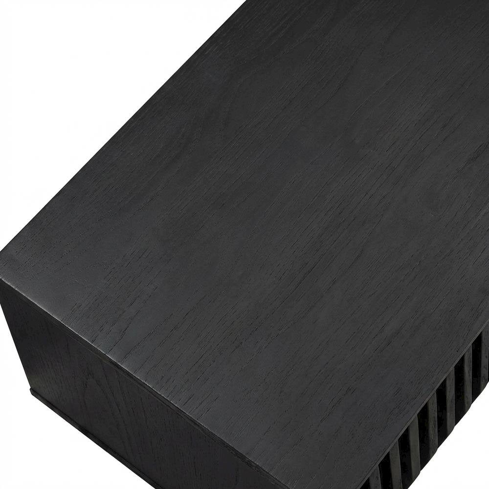 Black Wall Mount TV Stand with Sturdy Construction and Storage Space