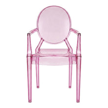 Acrylic High-Back Dining Armchairs with Arms, Pink, Set of 2