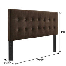 Performance Velvet Padded Adjustable King Size Headboard, Chocolate Brown