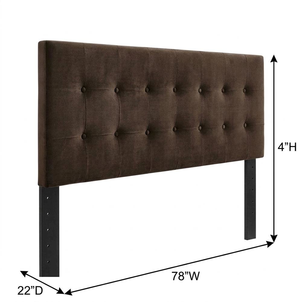 Performance Velvet Padded Adjustable King Size Headboard, Chocolate Brown