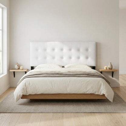 Vinyl-Upholstered King Headboard Only with Padded Panel, Stand-Alone, White