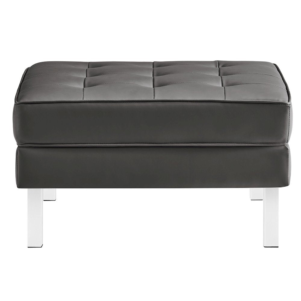 Loft Tufted Vegan Leather Sofa and Ottoman Set