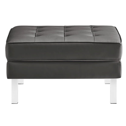 Loft Tufted Vegan Leather Sofa and Ottoman Set