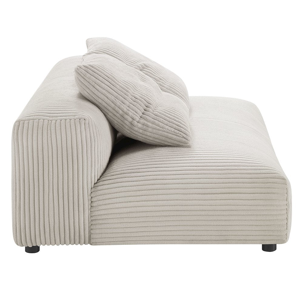 Solace Modular Corduroy Upholstered Armless Loveseat and Ottoman Set