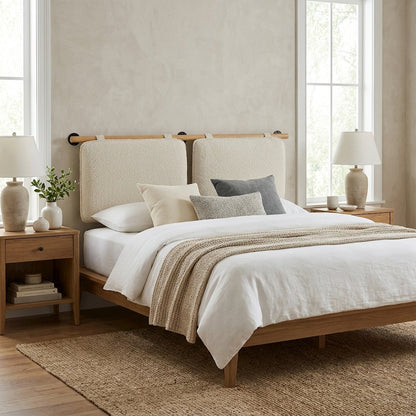 Chenille Upholstered King Size Wall-Mounted Headboard with Soft Padding