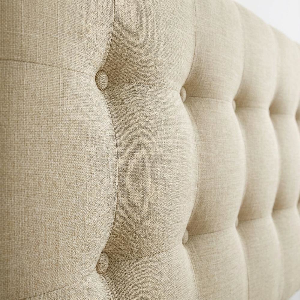 Upholstered Fabric King Headboard in Neutral Tone with Padded Design