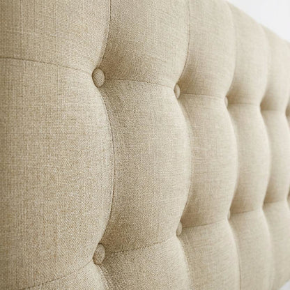 Upholstered Fabric King Headboard in Neutral Tone with Padded Design