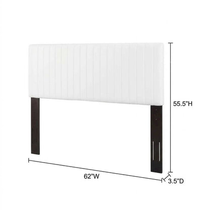White Faux Leather Headboard with Padded Upholstery and Sturdy Frame