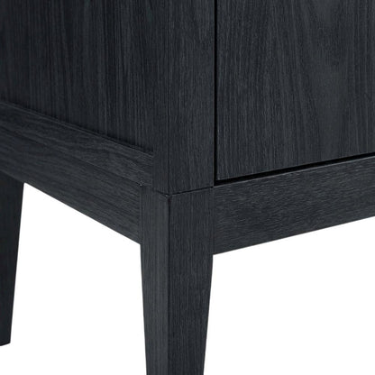 Black tall storage display cabinet with arched design and spacious shelves