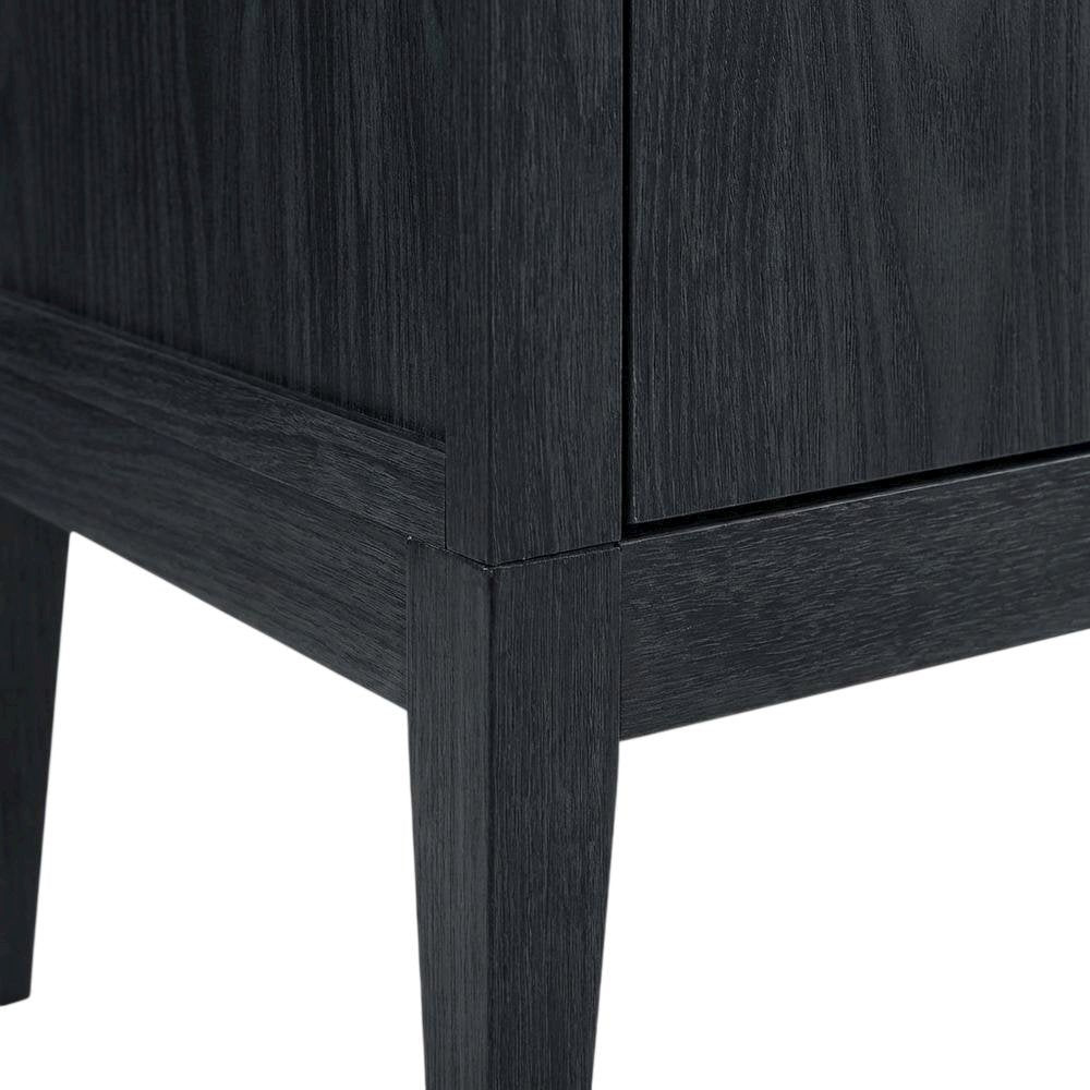 Black tall storage display cabinet with arched design and spacious shelves