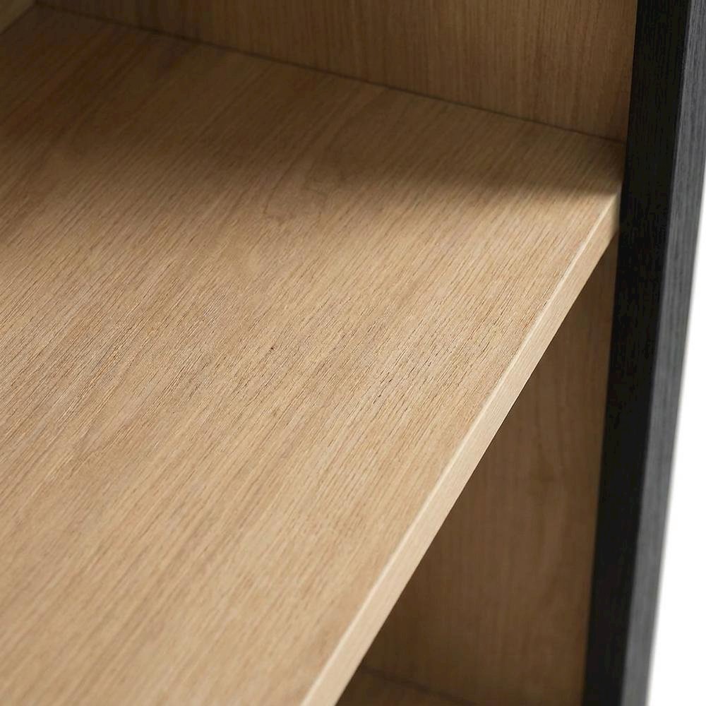 Arched Narrow Bookcase,Display Cabinet with Open Shelves Storage Cabinet, Black