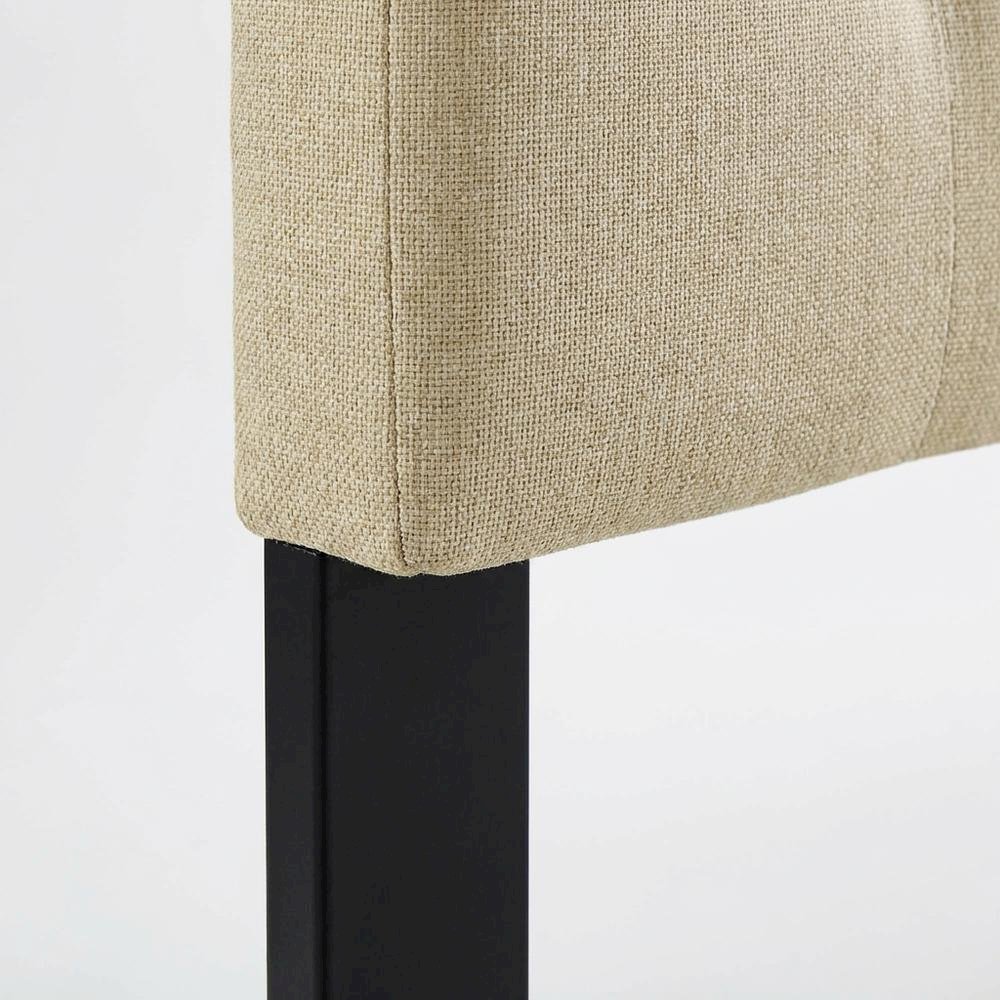 Upholstered Fabric King Headboard in Neutral Tone with Padded Design