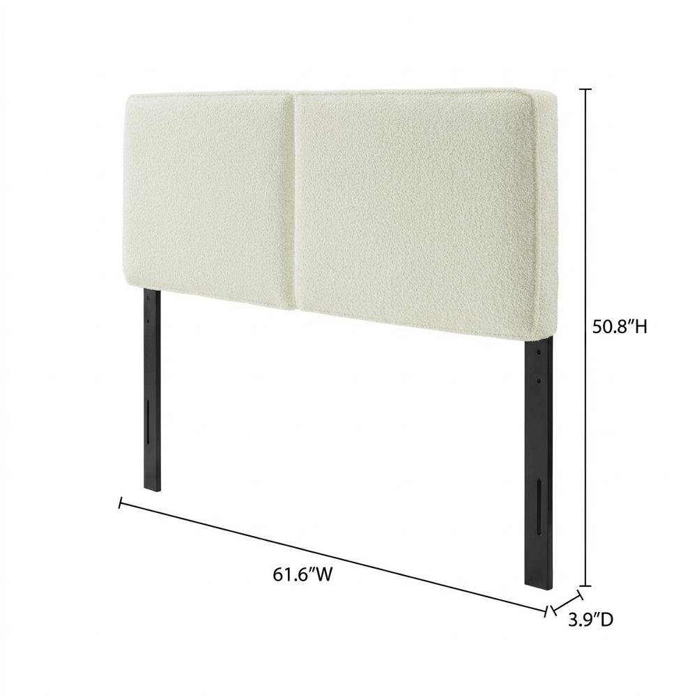 Boucle Fabric Queen Headboard in Neutral Tone, Plush Upholstery, Sturdy Frame