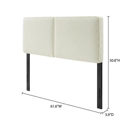 Boucle Fabric Queen Headboard in Neutral Tone, Plush Upholstery, Sturdy Frame