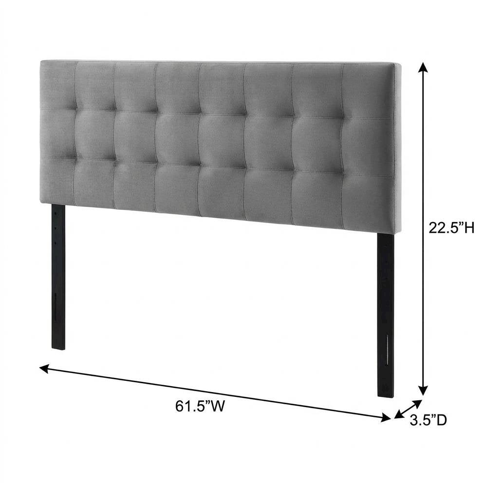 Biscuit Tufted Performance Velvet Queen Headboard in Soft Neutral Fabric