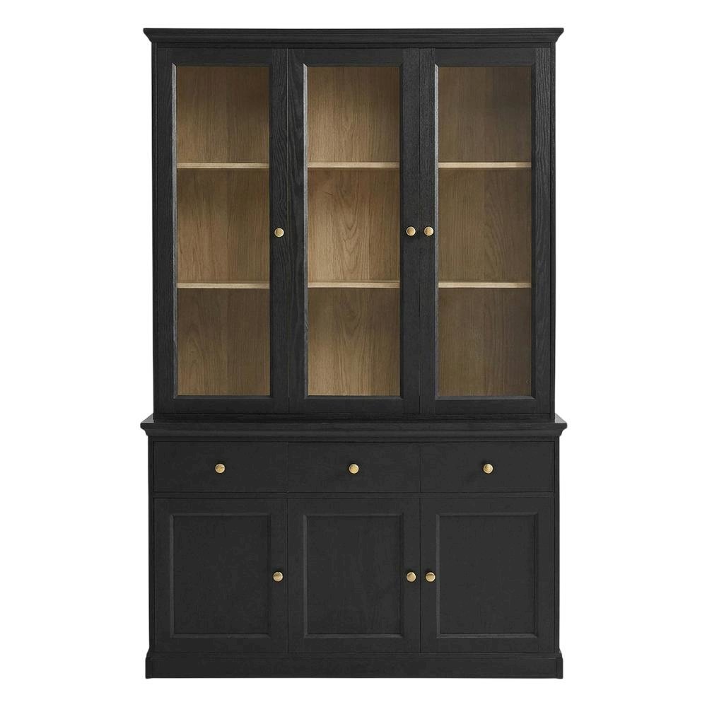 Tall Storage Display Cabinet with Glass Doors, Adjustable Shelves and Drawer