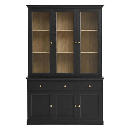 Tall Storage Display Cabinet with Glass Doors, Adjustable Shelves and Drawer