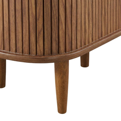 Brown wood TV stand with sleek design and sturdy construction