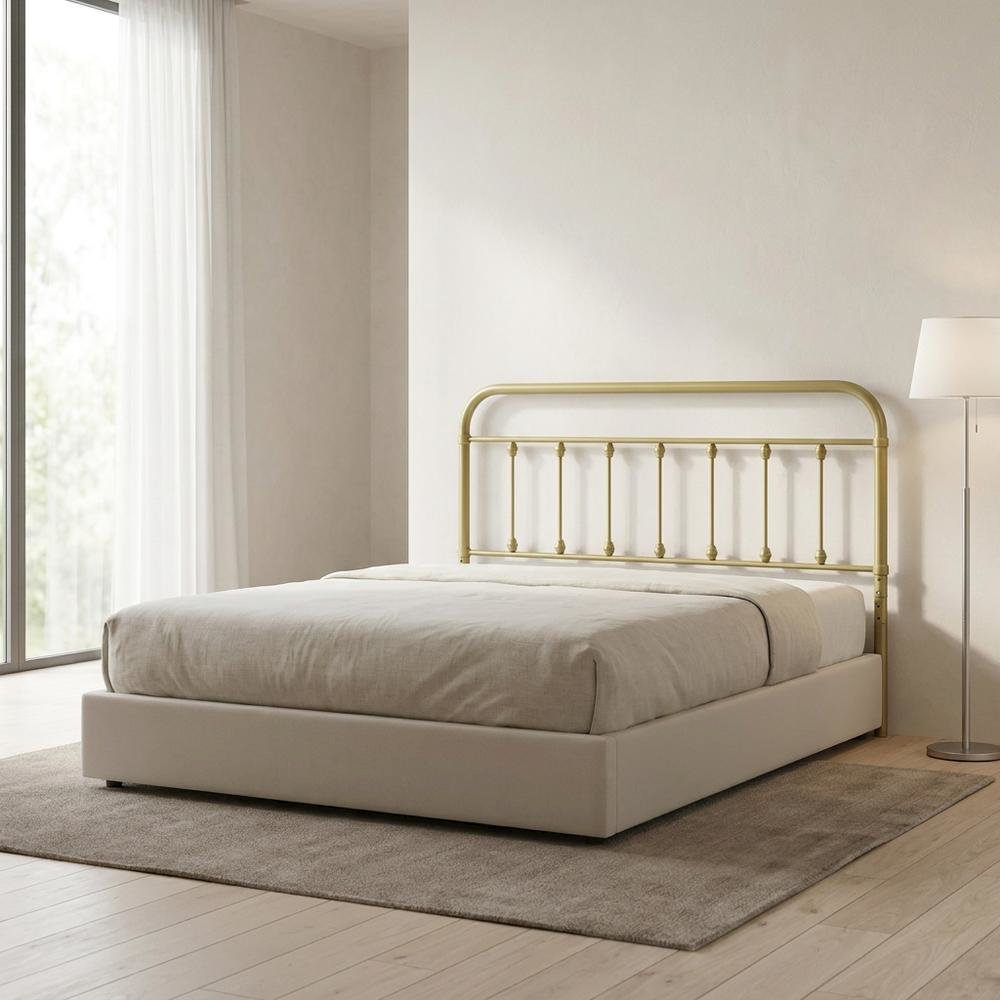 Metal King Size Headboard for Bed Frame, Adjustable-Friendly Style, Gold