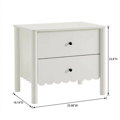 Bedside Nightstand with 2 Drawers in Elegant Finish